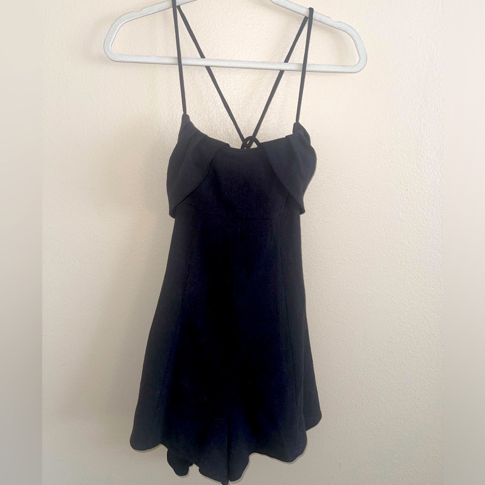 Free People‎ Black Shorts Romper w/ Back Out size Large